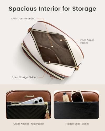 LOVEVOOK Small Crossbody Bag for Women Quilted PU Leather Shoulder Purses view 3