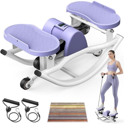 Rock Stepper for Exercise at Home, Lateral Motion Rocking Stepper Side to Side, Step Rocker with Resistance Bands and Non-Slip Mat, 250LBS Loading Capacity Mini Stepper Machine for Workout Fitness