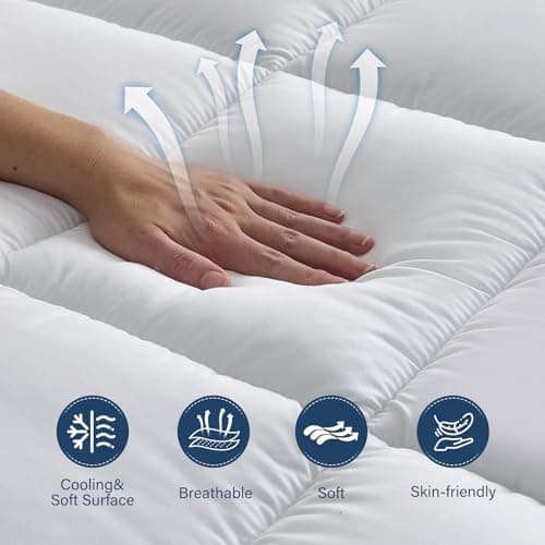 Aodenge 4 Inch Dual Layer Mattress Topper Queen Size, 2 Inch Cooling Gel Memory Foam and 2 Inch Down Alternative Pillow Top Pad for Back Pain, with 8-21 Inch Deep Pocket view 4