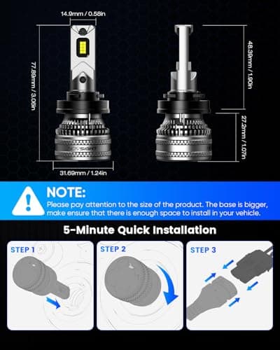 NOVSIGHT 𝐇𝟏𝟏 Fog Light Bulbs - 70000LM Ultra Bright 𝐇𝟏𝟏/𝐇𝟗/𝐇𝟖 Fog Bulb, 100,000+ Hours Lifespan, Automotive High/Low Beam LED Bulb With Cooling Fan, 6500K White, IP68 Waterproof, Pack of 2 view 7