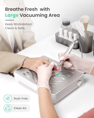 Nail Dust Collector-4000RPM Professional Nail Vacuum Dust Collector with Reusable Filter, 608Pa Nail Fan Dust Collector, Dual Voltage view 2