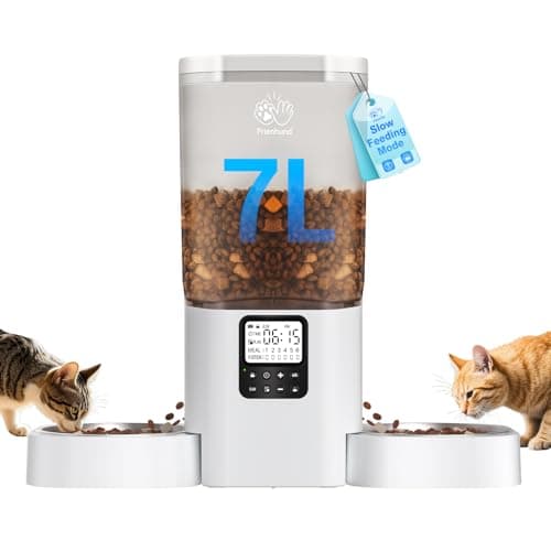 Frienhund Timed Automatic Cat Feeder 2 Cats with Slow Feed: Dual Automatic Dog Feeder with Information Visualization, Programmable Auto Cat Food Dispenser for Multiple Pets,Detachable for Clean-29 Cup