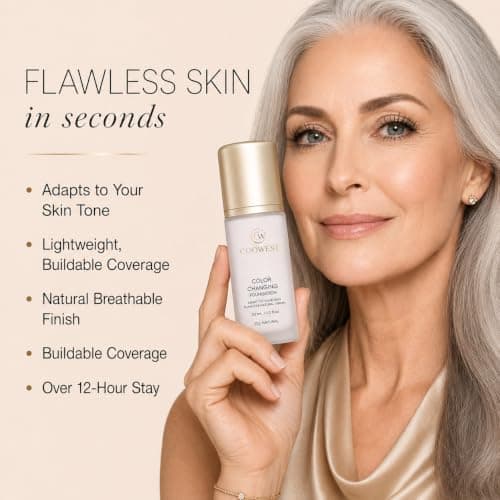 COOWEST Color Changing Foundation for Mature Skin, 4-in-1 Light to Medium Shade-Adapting Skin Tint, Lightweight Hydrating Coverage Liquid Foundation Makeup, Smooth & Blur Finish, 30ml (Medium) view 4