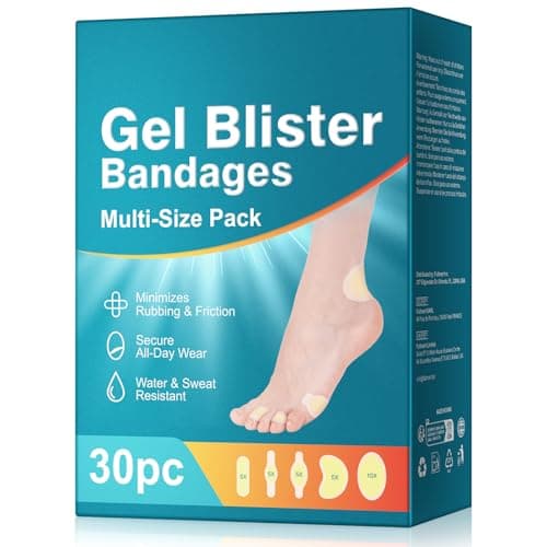 30PCS Hydrocolloid Gel Blister Bandages Pads, Multi-Size Waterproof Adhesive Blister Bandages, Waterproof Blisters Pads & Blisters Cushions for Heel, Toe & Foot — image 1