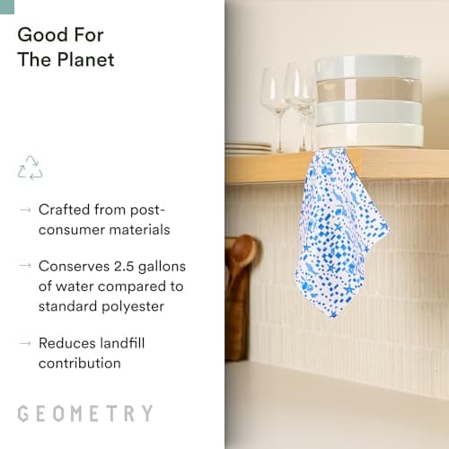 GEOMETRY Dishcloth – Spring & Summer Collection – Quick-Dry, Ultra-Absorbent, Reusable Microfiber Kitchen Towels for Drying & Cleaning - Santorini Tile - 3 Pack view 5