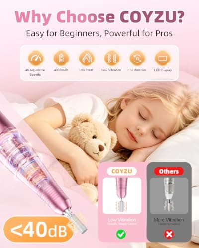 COYZU Electric Nail File, Fast Acrylic & Gel Removal for Beginners, Save Your Money view 4