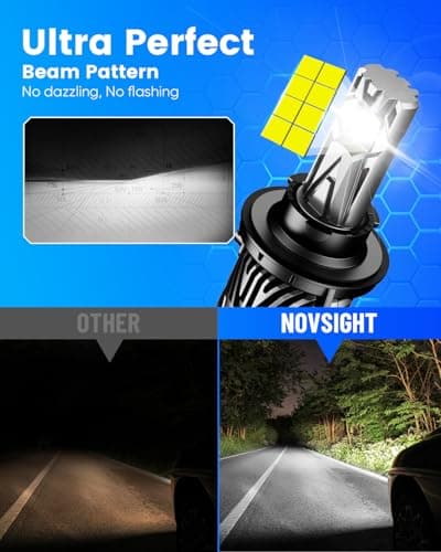 NOVSIGHT 𝐇13 Fog Light Bulbs - 50000LM Extreme Bright 𝐇13/𝟗?08 Fog Lights 6500K White, Effective Heat Dissipation LED Light Bulb, IP68 Waterproof, Plug and Play, Pack of 2 view 6