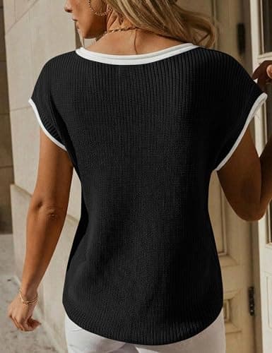 LaGracia Women's Sweater Vest Tops Pullover Tank Top Round Neck Cap Sleeve Lightweight 2026 Spring Summer Outfits view 3