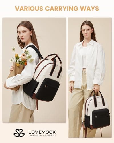 LOVEVOOK Laptop Backpack Purse for Women, 15.6 Inch Travel Laptop Bag with USB Port, Waterproof Work Teacher Nurse Computer Backpack, Durable Casual Daypack view 2