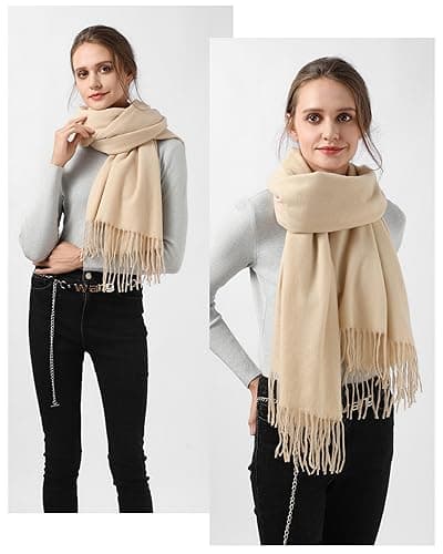 fauson Winter Scarf for Women - Soft Shawl Wraps Winter Scarves with Tassel view 2