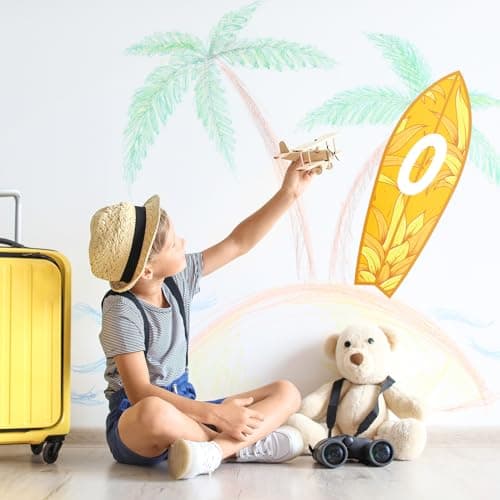 Kolldenn 5 Pcs 28" Tall Summer Aloha Surfboard Cut Outs Accents Set Paper Beach Signs Cutouts Wall Decor for Hawaii Tropical Pool Surf Party Bulletin Board Decorations view 6