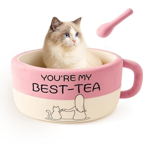 MOYMO Cute Cat Beds Kitten Beds, Soft Small Dog Beds, Washable Pet Beds for Puppy and Kitty, Funny Coffee Cup Shape, 20 Inch — image 1