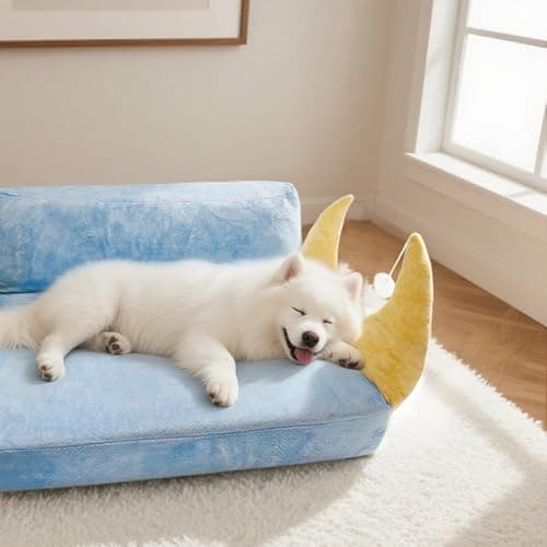 MOYMO Cat Couch with Soft Pillow, Supportive Dog Couch, Cat Sofa with Removable Cover，Cute Moon Shaped, 24 Inch view 6
