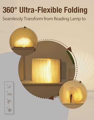 ZBOLE Wooden Book Lamp - Portable Folding LED Book Light for Reading, Unique Gift for Book Lovers, Magnetic Mood Lighting for Home&Library Decor (Maple) view 6