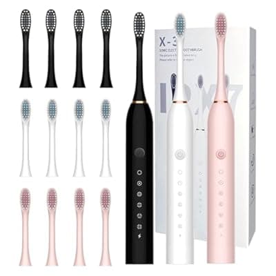 MSETGRD 3 Pack Electric Toothbrush with 6 Modes, Rechargeable Toothbrushes with 12 Brush Head, Fast Charge 2 Min and 30s Timer Toothbrush