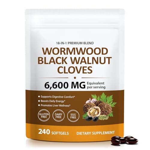 18-in-1 Wormwood Black Walnut Clove Herbal Softgels, Rapid Gut Cleanse & Digestive Health with Black Walnut Hull, Wormwood, Clove, Garlic, Oregano, Pumpkin Seed, Easy-to-Swallow, 240 Softgels — image 1
