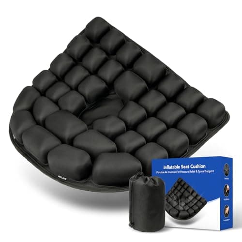 RUIERS Inflatable Seat Cushion, 34 Air Cell Travel Seat with Upgraded Air Nozzle for Hemorrhoid and Tailbone Pain Relief, Portable Airplane Seat Cushion for Car, Office Chairs & Home Living — image 1