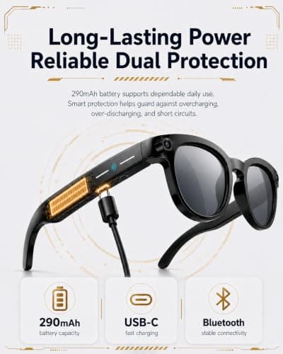 AI Glasses with Camera, 8MP & 4K Video, Camera Glasses for Men Women | Object Recognition, Real-Time Translation, Open-Ear Audio, Bluetooth Calling & Smart AI Features, Black, 3 Lenses view 5