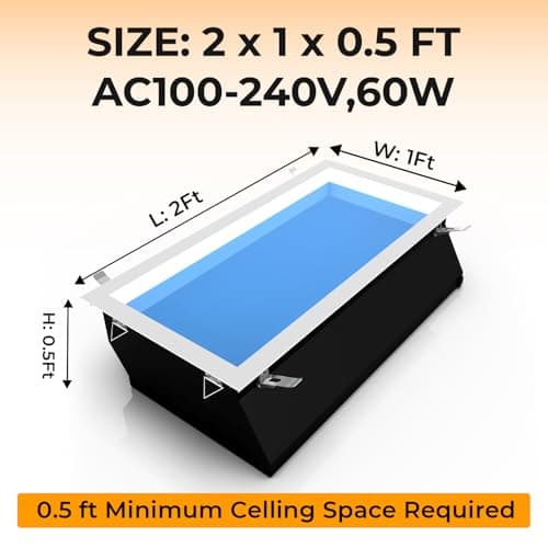 Aulaidik 1x2FT LED Blue Sky Light Panel with Remote Control, Artificial Skylight for Windowless Rooms, Dimmable Ceiling Decorative Light Fixtures, Feel-Like-Sunlight Panel for Office, Basement, Gym view 6