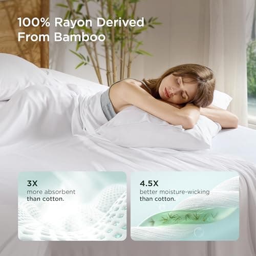 Bedsure White Pillow Cases Set of 2, Cooling Pillow Cases Queen, Rayon Derived from Bamboo Queen Pillowcases, PureWoven Soft Valentines Pillow Covers with Envelope Closure, Gifts, 20x30 Inches view 3