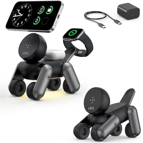 UEQ 3 in 1 Wireless Charging Station for Apple Devices,Foldable Cute Magnetic Mag-Safe Wireless Charger Stand with Night Light for iPhone 17 Air 16 15 14 13 12 Series,AirPods 4 3 2 Pro,Apple Watch — image 1