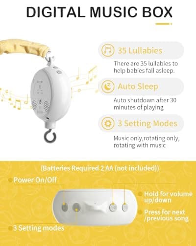 FEISIKE Baby Crib Mobile with 35 Lullabies, 3 Modes Rotation & Music, Soother Toy Adjustable Volume, Sport-Themed Nursery Decor Musical Mobile for Crib or Bassinet view 5
