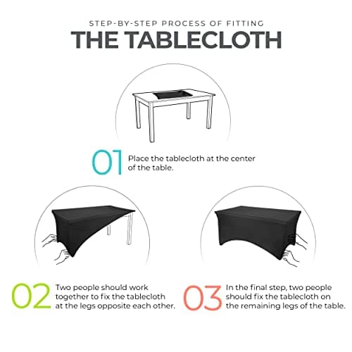 Utopia Kitchen Spandex Tablecloth 2 Pack [6FT, Black] Tight, Fitted, Washable and Wrinkle Resistant Stretch Rectangular Patio Table Cover for Event, Wedding, Banquet & Parties [72Lx30Wx30H Inch] view 4
