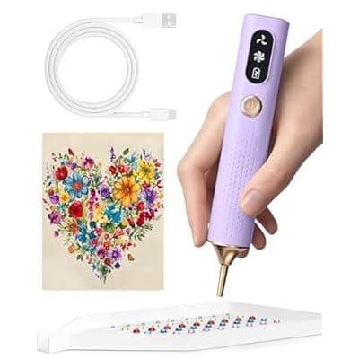 Electric Diamond Painting Pen, Vacuum Diamond Art Pens Cordless & Quiet, Adjustable Suction Mode, No Wax Needed, Diamond Painting Tool Supplies for Adults, Purple