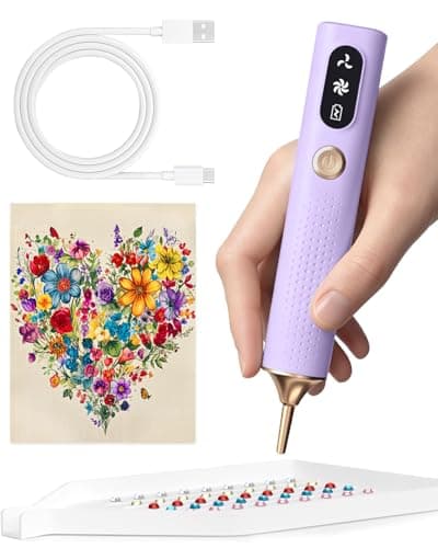 Electric Diamond Painting Pen, Vacuum Diamond Art Pens Cordless & Quiet, Adjustable Suction Mode, No Wax Needed, Diamond Painting Tool Supplies for Adults, Purple view 1