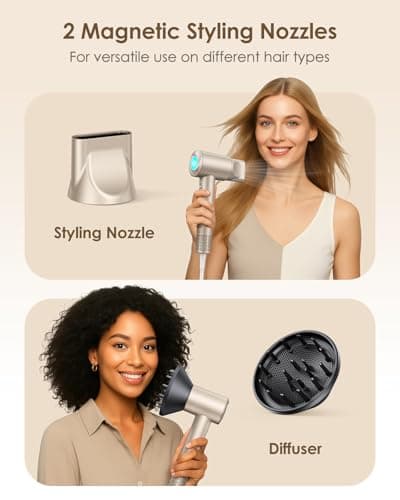 Hair Dryer Ionic with Diffuser - 160,000 RPM Professional High-Speed Blow Dryer, 500M Negative Ions Fast Drying for Women, Lightweight, Low Noise Dryer for Curly or Straight Hair view 4