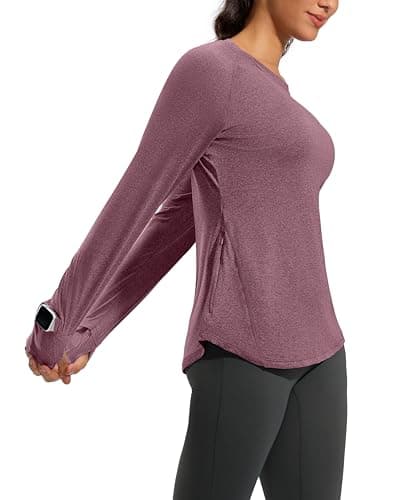 G Gradual Long Sleeve Workout Tops for Women Quick Dry Lightweight Running Athletic Shirts with Zip Pocket Moisture Wicking view 2