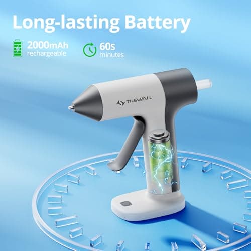 Tilswall Cordless Hot Glue Gun W106 with 30s Fast Preheating White view 3