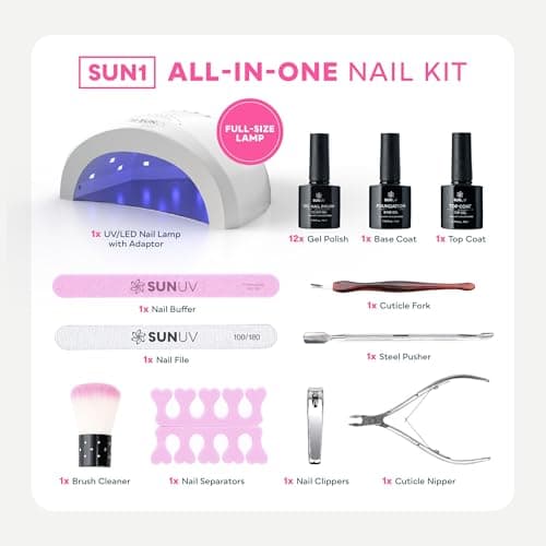 SUNUV Gel Nail Polish Kit with UV Light, 23 Pcs Gel Nail Kit Four Season, 12 Colors Polish Set with Base Glossy Top Coat, Manicure Tools Home Salon Gift for Women Teens Girls, Starter Kit view 2
