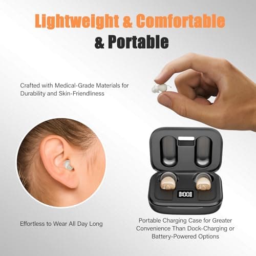 Digital Rechargeable Invisible Hearing Aids for Seniors | Crystal Clear Sound | Intelligent Noise Reduction | Ergonomic Comfort Fit | One-Button Control | Up to 100H Battery Life view 6