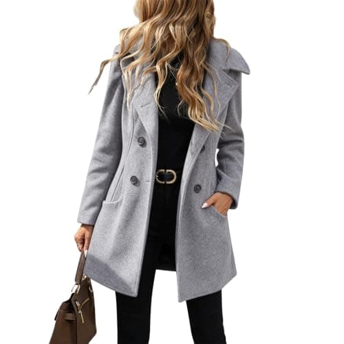 Women's Faux Wool Coat Notch Lapel Double-Breasted Peacoat view 2
