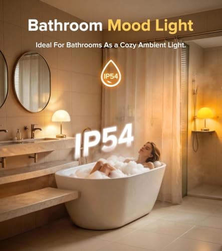 Shower Lamp Rechargeable Waterproof Lamp, Cordless Table Lamp for Bathroom | Battery Powered IP54 Shower Lamp for Inside Shower 3 Color Modes, Stepless Dimming and Memory (Gold) view 2