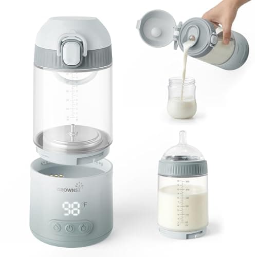 Grownsy Detachable Portable Bottle Warmer for Travel On the Go, All-in-One Milk Warmer with Nipple, Dual Heating Modes for Breastmilk & Formula, 2 Min Fast Heating, Long Battery Life view 1