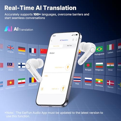EarFun Air Pro 4+ Adaptive Noise Cancelling Wireless Earbuds, Qualcomm aptX Lossless, Dual Drivers, Translation Earbuds, Snapdragon Sound, 6 Mics AI Clear Call, Hi-Res Sound, Bluetooth 6.0, 54H, White view 5