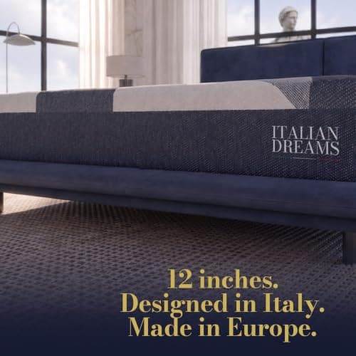 Italian Dreams 12 Inch Queen Cooling Gel Memory Foam Mattress, Medium Firm, Luxury Mattress Designed in Italy, Made in Europe, Fiberglass Free, CertiPUR & Oeko-TEX Certified, 10-Year Warranty view 5