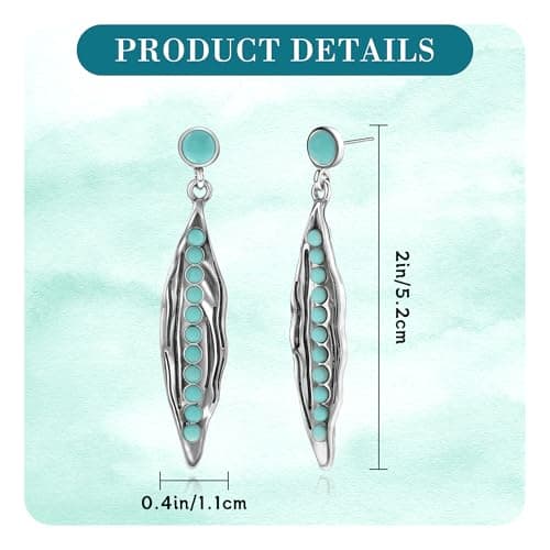 BAYLAY Boho Turquoise Earrings for Women-Western Gold Earrings Gold/Silver and Turquoise Jewelry for Women Western Earring Studs Elegant Women's Jewelry Perfect Gifts for Mom Wife Girlfriend view 6