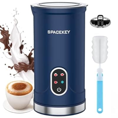 Spacekey Milk Frother Electric Automatic Frother for Coffee with Mute Mode, 10.1oz/300ml Overheat Protection Milk Steamer, 4-in-1 Warm and Cold Foam Maker for Latte/Hot Chocolate