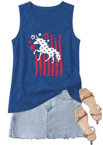 Vrytw 4th of July Bow Tank Top Women-USA Bow Sleeveless Shirt Patriotic Tank Top Cute American Flag Tee Top — image 1