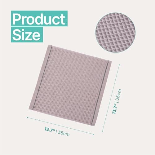 ZASHOP Kitchen Towels and Dishcloths Sets, 14 X 14 Inches, Absorbent Dish Towels for Kitchen, Microfiber Cleaning Cloth, Dish Cloths for Washing Dishes, Waffle Kitchen Towels (Multicolored) view 2