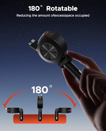 Retractable Car Charger, KOOPAO 69W 4 in 1 Fast Phone Car Charging Adapter, Multi USB C PD and Apple Retractable Cables Cord Compatible with iPhone 16/15/14/13/12/11/Pro Max (USB C + iPhone Cord) view 6