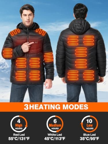 Heated Jacket for Men and Women, Ski Jacket with 10000mAh Battery | Heated Jacket for Men and Women, 15 Heating Zones, 10000mAh Battery, Skiing, Hunting, Camping, Hiking, Fishing, Outdoor Work view 4