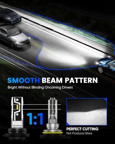 NOVSIGHT H11 9005 LED Light Bulbs - 500% Super Brighter 6500K Cool White, Fanless Light, 1:1 Design, Plug and Play 3 Mins Installation, H8 HB3 Automotive Fog Lamps, Pack of 4 (2 Years) view 4