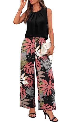 WIHOLL Two Piece Sets for Women Summer Outfits Cruise Travel Airport Beach Vacation Casual Wide Leg Pants Set — image 1