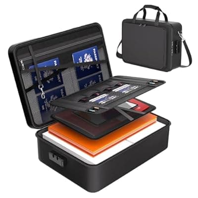Fireproof Document Box, Fire Proof Safe For Home Documents, Fire Safe Document Box - 5500°F With a Password and Convenient Shoulder Strap, Upgraded Capacity , Suitable for Important Documents(Soft)