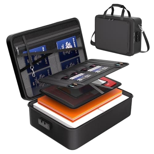 Fireproof Document Box, Fire Proof Safe For Home Documents, Fire Safe Document Box - 5500°F With a Password and Convenient Shoulder Strap, Upgraded Capacity , Suitable for Important Documents(Soft) — image 1