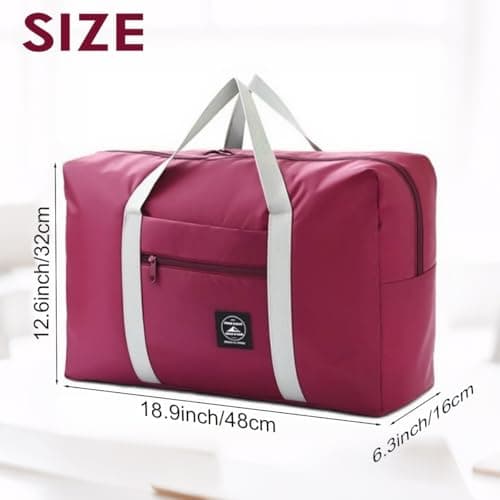 Large Capacity Travel Bag,Oxford Storage Bag, Clothing Storage Bag, Home and Travel, Multifunctional Sports Shoulder Bag (Magenta, Large) view 5